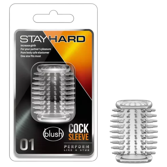 Stay Hard - dolg penasti rokav za penis z dolgimi bodicami (prozoren)
