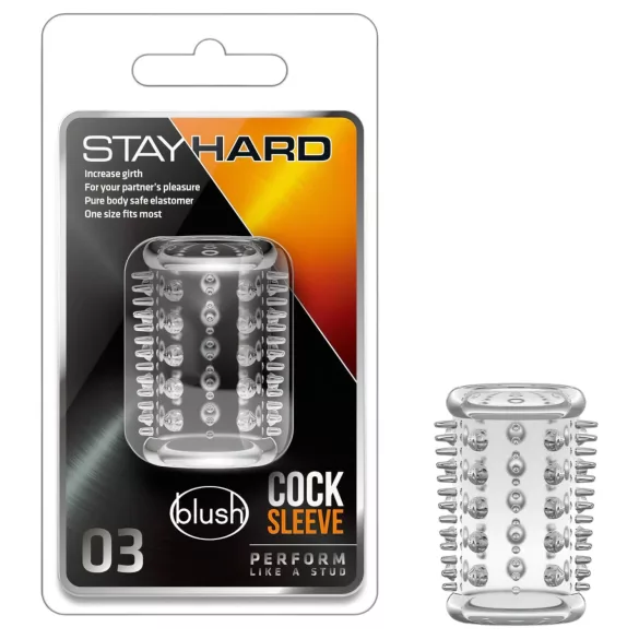 Stay Hard - penisna manšeta s čepki - prozorna