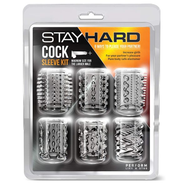Stay Hard - komplet obročkov za penis - prozoren (6 kos)