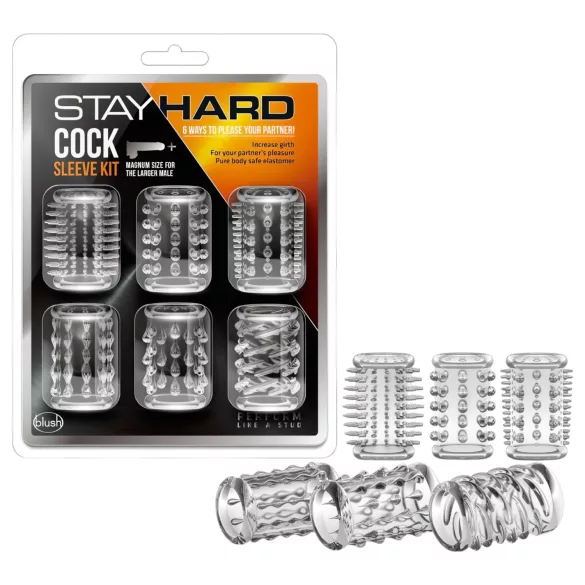 Stay Hard - komplet obročkov za penis - prozoren - 6 kosov