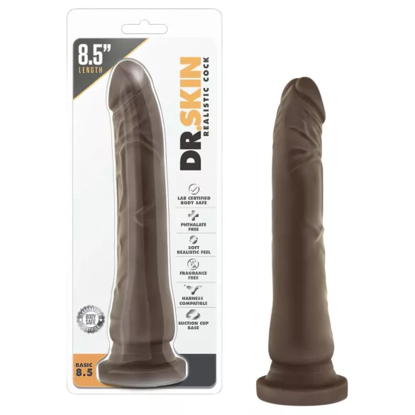 Dr. Skin 8,5 - realistični dildo z priseskom (rjav, 20,5 cm)