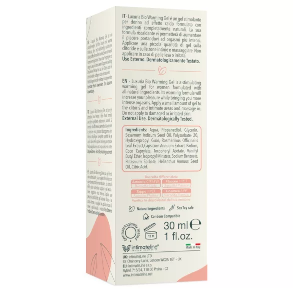 Intimateline Luxuria BIO - grelni vzburjevalni gel za ženske (30 ml)