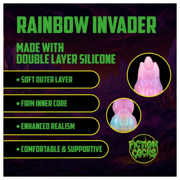 Au! Rainbow Invader - silikonski fantazijski dildo (mavrični)