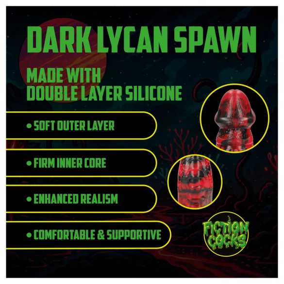 Au! Dark Lycan Spawn - silikonski fantazijski dildo (rdeče-črn)