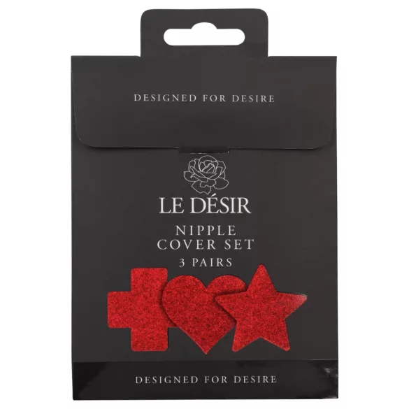 Le Désir - set nalepk za bradavičke - 3 para - rdeča