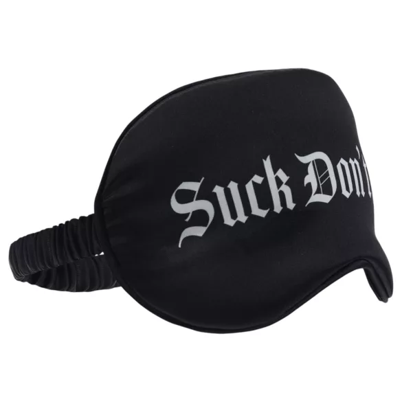 Au! - satenasta spalna očala z napisom »Suck Don't Bite« (črna)