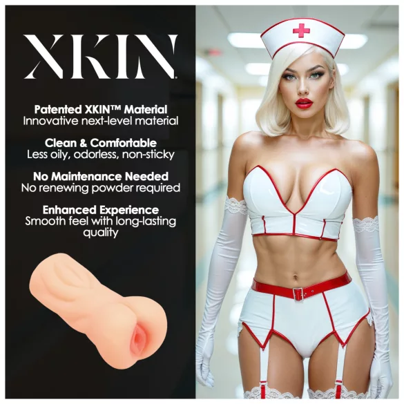 XKIN Tiffany Throatcheck - realističen masturbator v obliki nožnice (naraven)