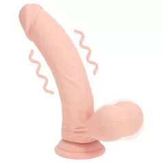   RealRock - dvakrat gosto realističen vibrator (barva kože) - 18 cm