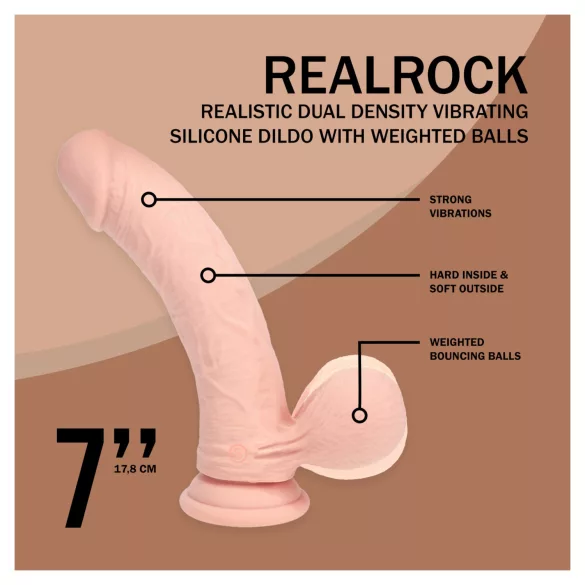 RealRock - dvakrat gosto realističen vibrator (barva kože) - 18 cm