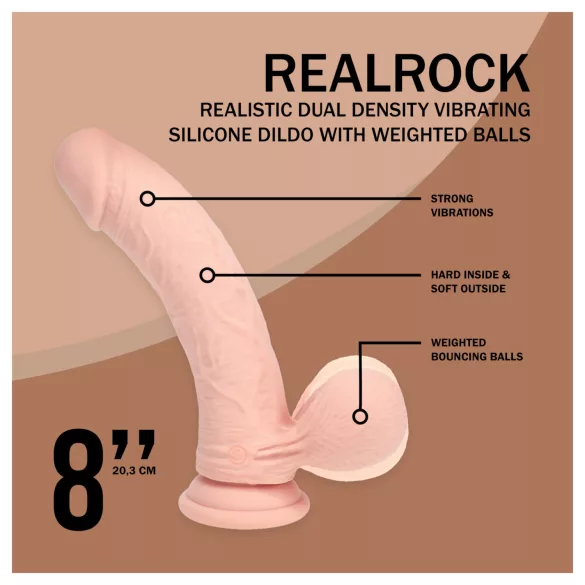 RealRock - realistični vibrator z dvojno gostoto (barva kože) - 20 cm