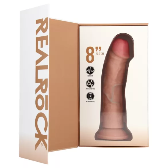 RealRock - dildo z vakuumskim nastavkom - naravno - 20,5 cm