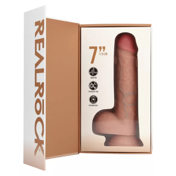 RealRock - vibrator z vakuumsko osnovo - naraven - 18 cm