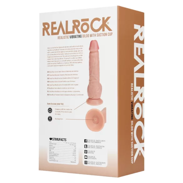 RealRock - vibrator z vakuumsko osnovo - naraven - 18 cm