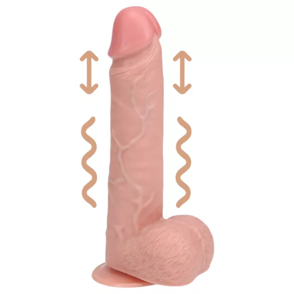 RealRock - dildo z vakuumsko osnovo - vibracijski - naravna koža - 20,5 cm