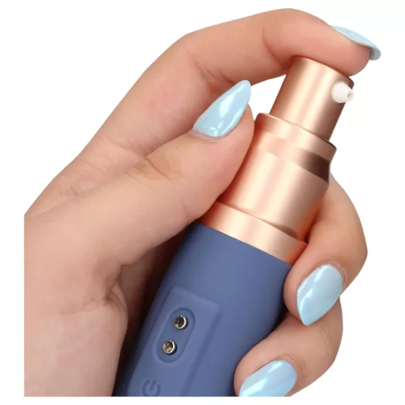 Loveline Travel - vibratorski masažer z rezervoarjem za lubrikant - modra