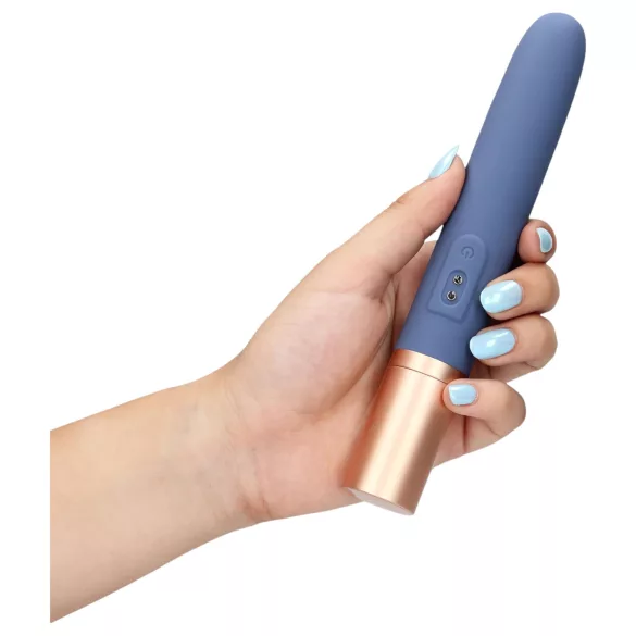 Loveline Travel - vibratorski masažer z rezervoarjem za lubrikant - modra