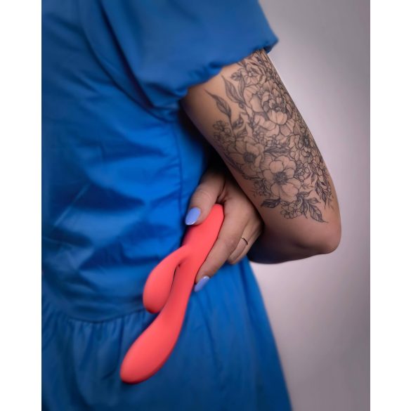 Loveline - akumulatorski, vodoodporni vibrator s stimulatorjem (roza)