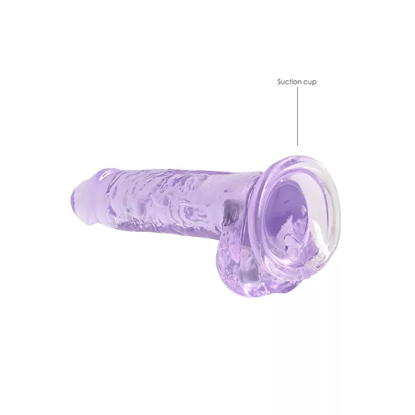 RealRock - realistični dildo - prozoren vijoličen - 17 cm