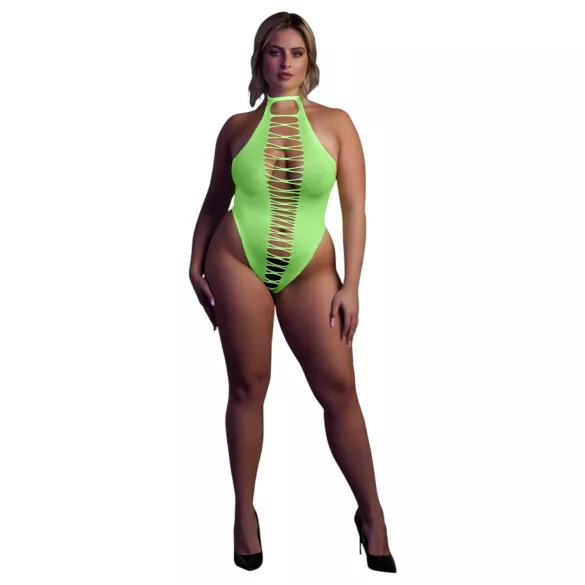 Ouch! - erotično odprto body - svetleča barva - neon zelena