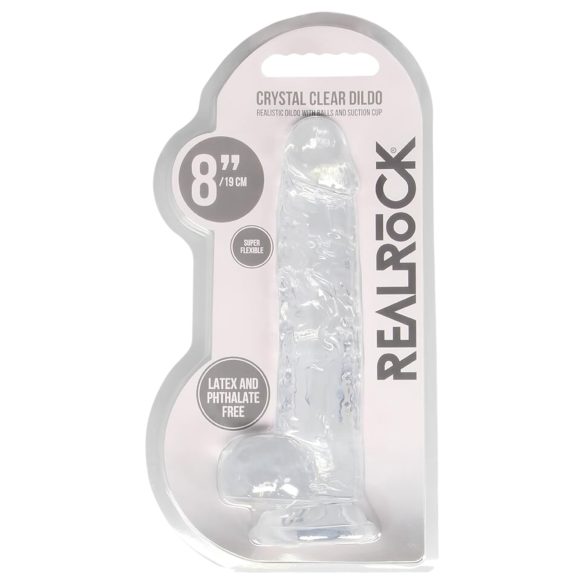 RealRock - realistični dildo - prozoren - 19 cm