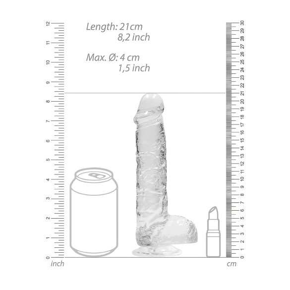 RealRock - realistični dildo - prozoren - 19 cm