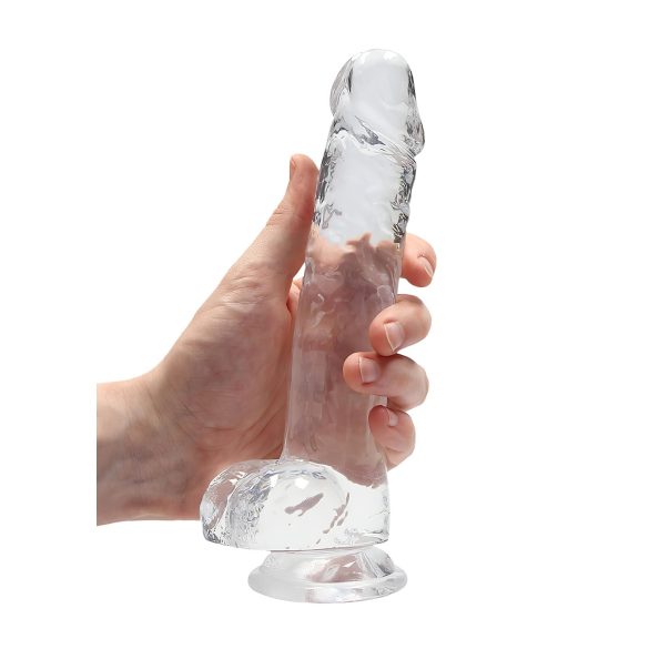 RealRock - realistični dildo - prozoren - 19 cm