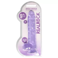 RealRock - realistični dildo - prozoren, vijoličen, 22 cm