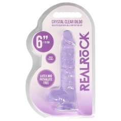 RealRock - realistični dildo - prozoren lila - 15 cm