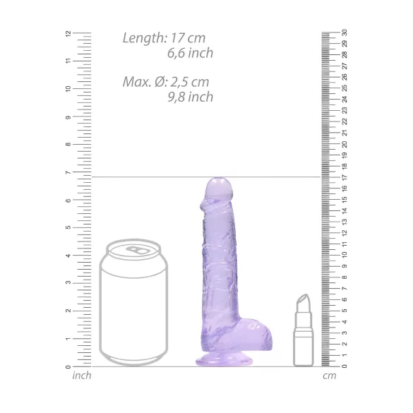 RealRock - realistični dildo - prozoren lila - 15 cm