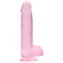 RealRock - dildo za odrasle - realističen - roza prozoren 15 cm