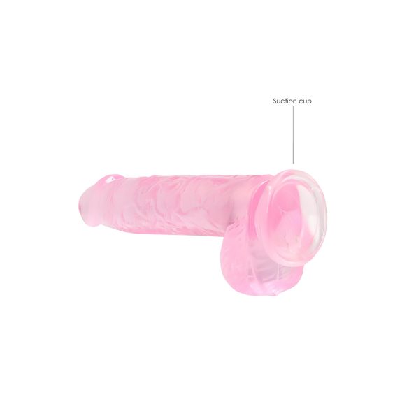 RealRock - dildo za odrasle - realističen - roza prozoren 15 cm
