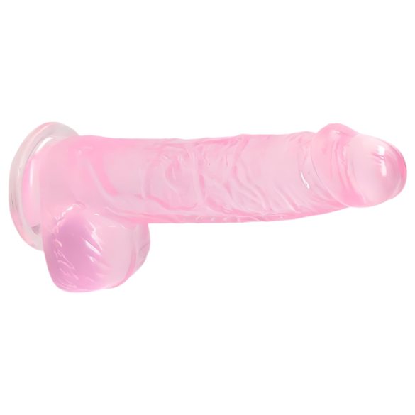 RealRock - dildo za odrasle - realističen - roza prozoren 15 cm