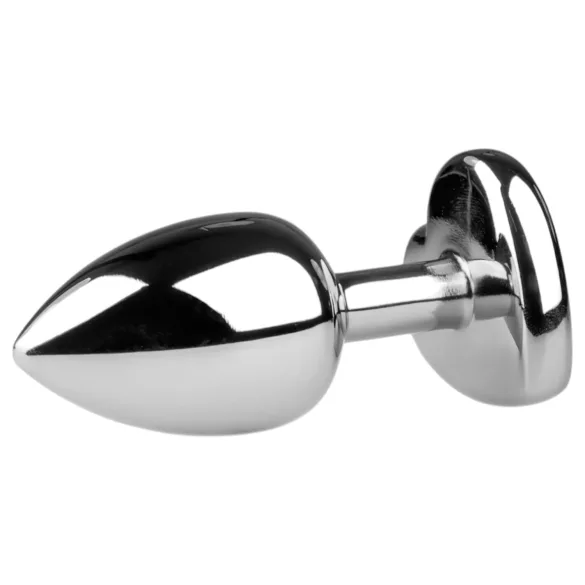 Easytoys - analni čep s srčastim kamnom - kovinski srebrn bel