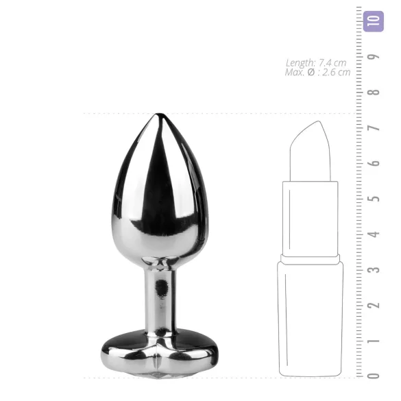 Easytoys - analni čep s srčastim kamnom - kovinski srebrn bel