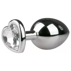 Easytoys - analni čep srček - bela kamna - srebrn