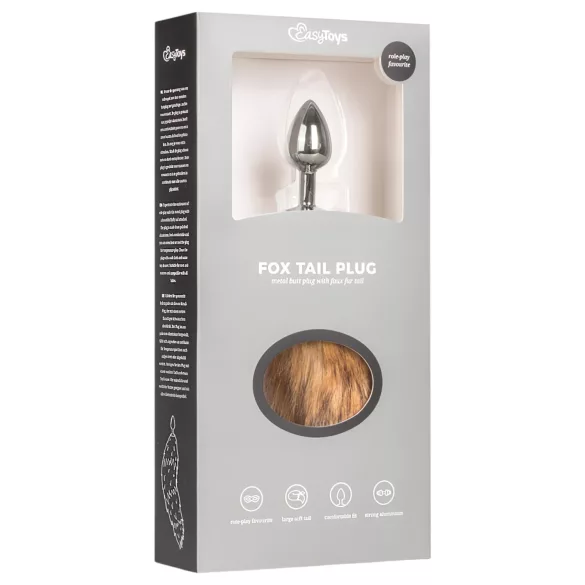 Easytoys Fox NO1 - kovinski analni čep z lisjim repom - srebrno-rdeč