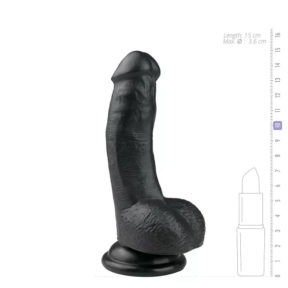 Easytoys - dildo s testisi in priseskom - 15 cm - črna