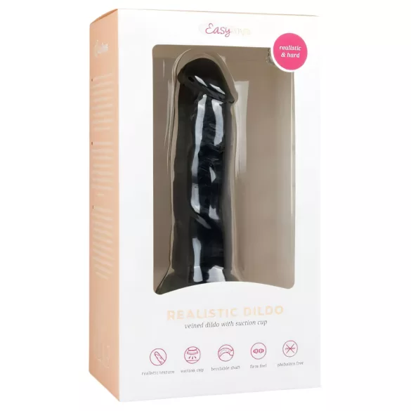 Easytoys - realistični dildo s priseskom - 15,5 cm - črn