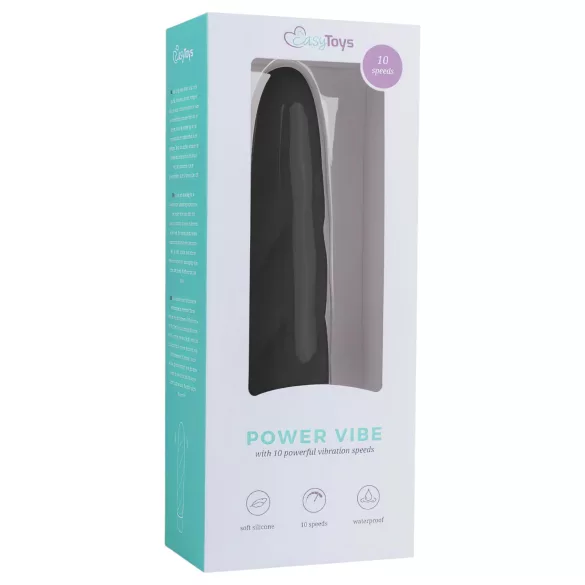Easytoys - vibracijski dildo - močne vibracije - silikonski črn