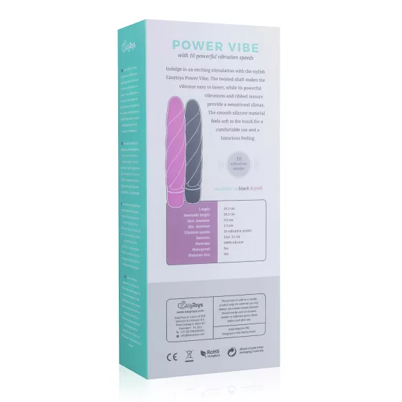Easytoys - vibracijski dildo - močne vibracije - silikonski črn