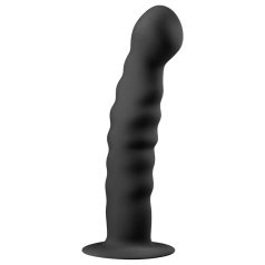   Easytoys - analni dildo z oprijemom - rebrast - 14 cm - črna