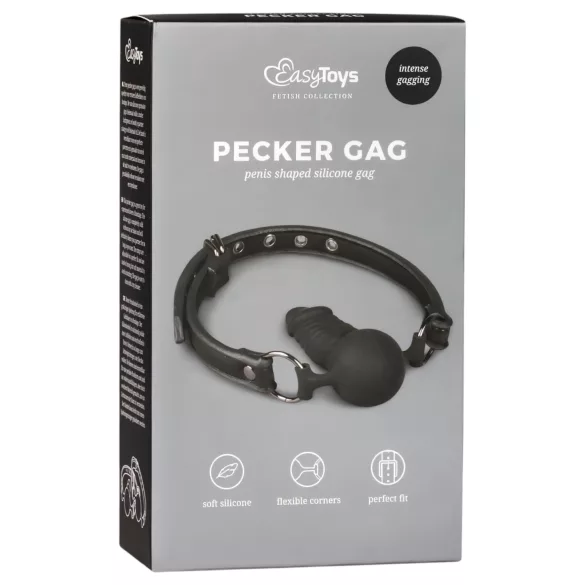 EasyToys - gag z notranjim dildom (črn)