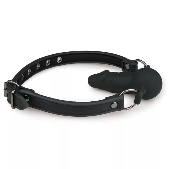 EasyToys - gag z notranjim dildom (črn)