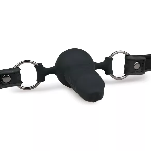 EasyToys - gag z notranjim dildom (črn)