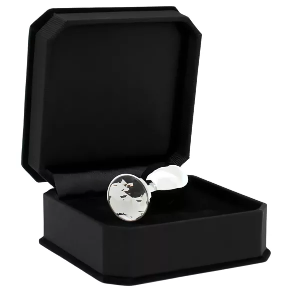 Rimba XS - kovinski analni čep z prozornim draguljem - srebrn