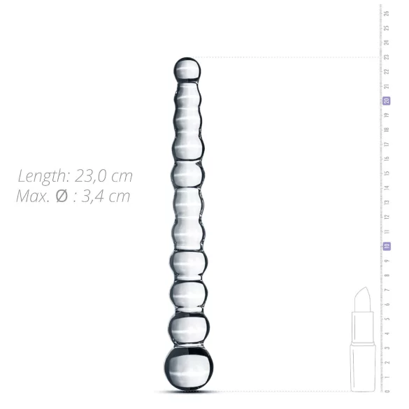 Gildo Glass No. 20 - stekleni dildo z izboklinami - prozoren