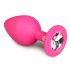 Easytoys Diamond - analni čep z belim draguljem (srednji) - roza