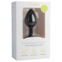   Easytoys Diamond - analni čep z belim kamnom - majhen - črn