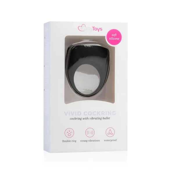 Easytoys - vibrirajoči erekcijski obroč - črna