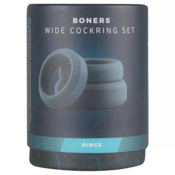 Boners - komplet silikonskih erekcijskih obročkov - 3 kosi - siva
